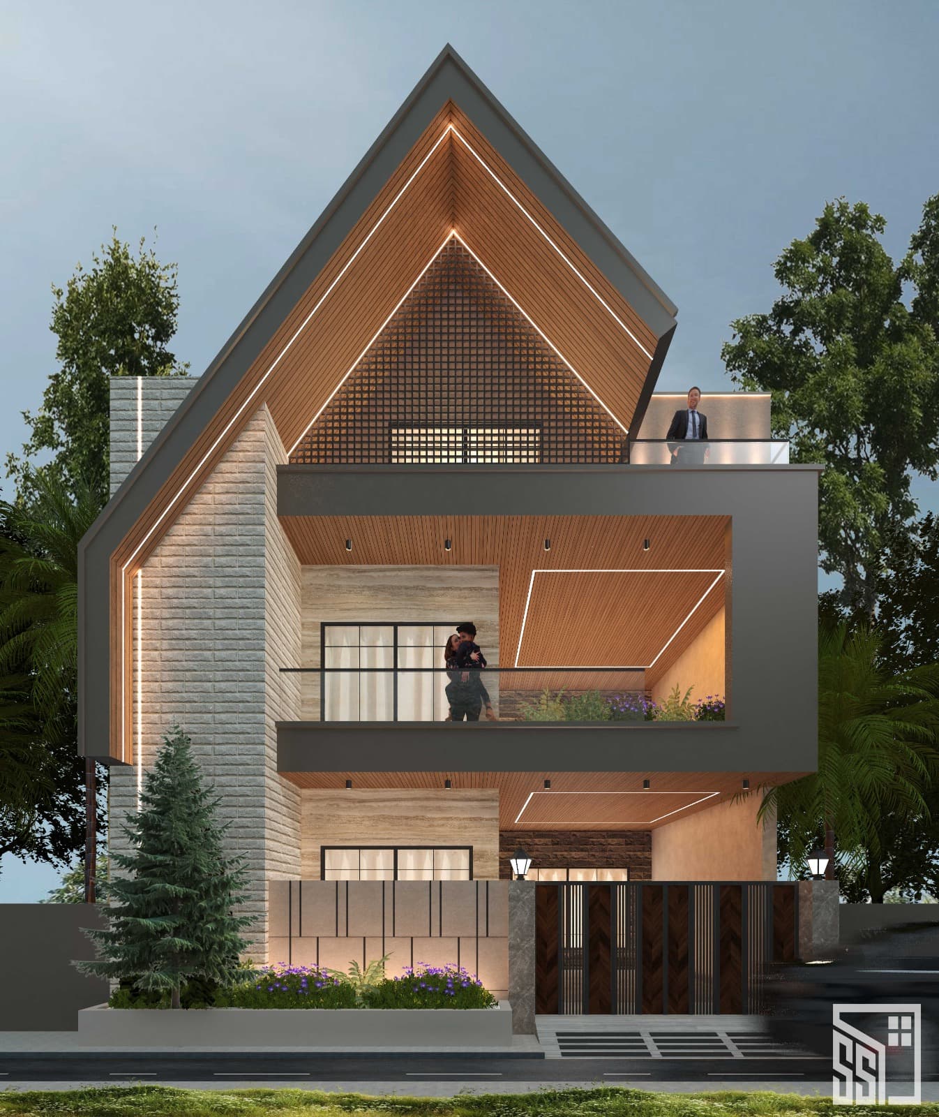 35′ × 70′ front residential elevation